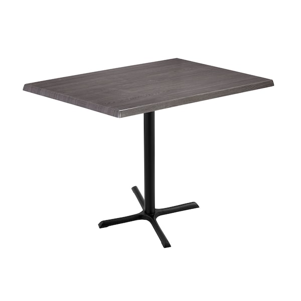 42" Tall OD211 Black Table Base 30" x 30" Foot 30" x 48" Charcoal Top by the HollBar Stool Co.